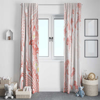 Polynesia Hammerhead Shark Window Curtain Tropical Flowers Tribal Pattern Peach LT05 - Polynesian Pride