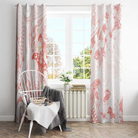 Polynesia Hammerhead Shark Window Curtain Tropical Flowers Tribal Pattern Peach LT05 - Polynesian Pride
