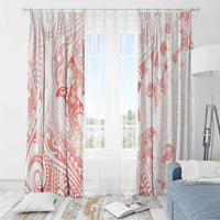 Polynesia Hammerhead Shark Window Curtain Tropical Flowers Tribal Pattern Peach LT05 - Polynesian Pride