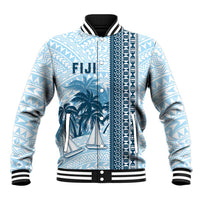 Custom Fiji Regatta Baseball Jacket Palm Tree Tapa Pattern - Polynesian Pride