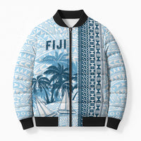Custom Fiji Regatta Bomber Puffer Jacket Palm Tree Tapa Pattern - Polynesian Pride