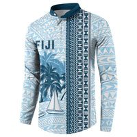 Custom Fiji Regatta Button Sweatshirt Palm Tree Tapa Pattern - Polynesian Pride