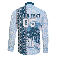 Custom Fiji Regatta Family Matching Short Sleeve Bodycon Dress and Hawaiian Shirt Palm Tree Tapa Pattern - Polynesian Pride