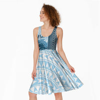 Custom Fiji Regatta Midi Dress Palm Tree Tapa Pattern - Polynesian Pride