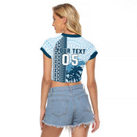 Custom Fiji Regatta Raglan Cropped T Shirt Palm Tree Tapa Pattern - Polynesian Pride