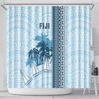 Fiji Regatta Shower Curtain Palm Tree Tapa Pattern - Polynesian Pride
