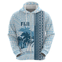 Custom Fiji Regatta Zip Hoodie Palm Tree Tapa Pattern - Polynesian Pride