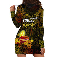 Happy Diwali Festival Hoodie Dress Diya Lamp Hibiscus Polynesian Pattern LT05 - Polynesian Pride