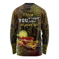 Happy Diwali Festival Long Sleeve Shirt Diya Lamp Hibiscus Polynesian Pattern LT05 - Polynesian Pride