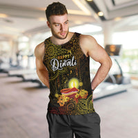 Happy Diwali Festival Men Tank Top Diya Lamp Hibiscus Polynesian Pattern LT05 - Polynesian Pride