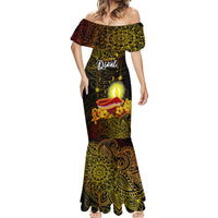 Happy Diwali Festival Mermaid Dress Diya Lamp Hibiscus Polynesian Pattern LT05 - Polynesian Pride