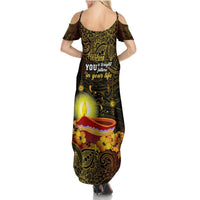 Happy Diwali Festival Summer Maxi Dress Diya Lamp Hibiscus Polynesian Pattern LT05 - Polynesian Pride