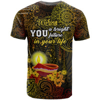 Happy Diwali Festival T Shirt Diya Lamp Hibiscus Polynesian Pattern LT05 - Polynesian Pride