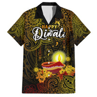 Personalized Happy Diwali Festival Hawaiian Shirt Diya Lamp Hibiscus Polynesian Pattern LT05 Yellow - Polynesian Pride