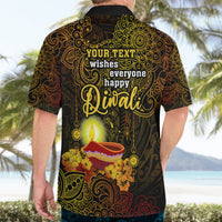 Personalized Happy Diwali Festival Hawaiian Shirt Diya Lamp Hibiscus Polynesian Pattern LT05 - Polynesian Pride