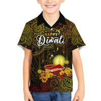 Personalized Happy Diwali Festival Hawaiian Shirt Diya Lamp Hibiscus Polynesian Pattern LT05 - Polynesian Pride