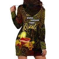 Personalized Happy Diwali Festival Hoodie Dress Diya Lamp Hibiscus Polynesian Pattern LT05 - Polynesian Pride