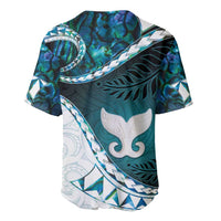 Aotearoa New Zealand Baseball Jersey Maori Wera Paua Shell Teal Glitter