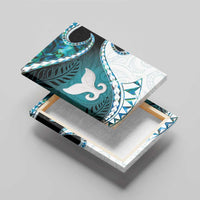 Aotearoa New Zealand Canvas Wall Art Maori Wera Paua Shell Teal Glitter LT05 - Polynesian Pride