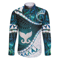 Aotearoa New Zealand Family Matching Off Shoulder Maxi Dress and Hawaiian Shirt Maori Wera Paua Shell Teal Glitter