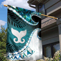 Aotearoa New Zealand Garden Flag Maori Wera Paua Shell Teal Glitter LT05 - Polynesian Pride