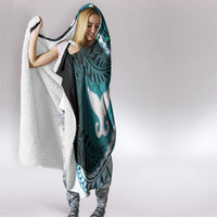 Aotearoa New Zealand Hooded Blanket Maori Wera Paua Shell Teal Glitter LT05 - Polynesian Pride