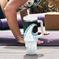 Aotearoa New Zealand Tumbler With Handle Maori Wera Paua Shell Teal Glitter LT05 - Polynesian Pride