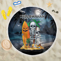 Hawaii Halloween Beach Blanket Hallowaiian Skeleton Surf LT05 One Size 150cm Black - Polynesian Pride