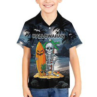 Personalised Hawaii Halloween Kid Hawaiian Shirt Hallowaiian Skeleton Surf