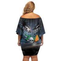 Personalised Hawaii Halloween Off Shoulder Short Dress Hallowaiian Skeleton Surf LT05 - Polynesian Pride