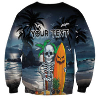 Personalised Hawaii Halloween Sweatshirt Hallowaiian Skeleton Surf LT05 - Polynesian Pride