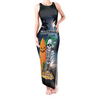 Personalised Hawaii Halloween Tank Maxi Dress Hallowaiian Skeleton Surf LT05 Women Black - Polynesian Pride