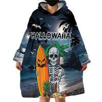 Personalised Hawaii Halloween Wearable Blanket Hoodie Hallowaiian Skeleton Surf LT05 - Polynesian Pride