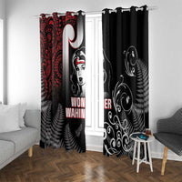 New Zealand Aotearoa Mana Wahine Window Curtain LT05 With Grommets Black - Polynesian Pride