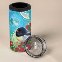 New Zealand Tomtit 4 in 1 Can Cooler Tumbler Maori Koru With Pohutukawa Galaxy Style - Polynesian Pride
