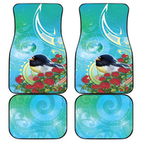 New Zealand Tomtit Car Mats Maori Koru With Pohutukawa Galaxy Style - Polynesian Pride