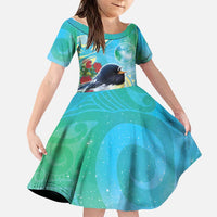 New Zealand Tomtit Family Matching Tank Maxi Dress and Hawaiian Shirt Maori Koru With Pohutukawa Galaxy Style - Polynesian Pride