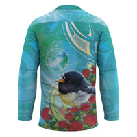 New Zealand Tomtit Hockey Jersey Maori Koru With Pohutukawa Galaxy Style - Polynesian Pride