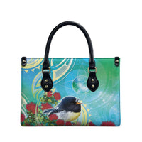 New Zealand Tomtit Leather Bag Maori Koru With Pohutukawa Galaxy Style - Polynesian Pride