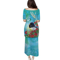 New Zealand Tomtit Puletasi Maori Koru With Pohutukawa Galaxy Style - Polynesian Pride