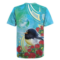 New Zealand Tomtit Rugby Jersey Maori Koru With Pohutukawa Galaxy Style LT05 - Polynesian Pride