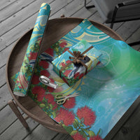 New Zealand Tomtit Wrapping Paper Maori Koru With Pohutukawa Galaxy Style LT05 - Polynesian Pride
