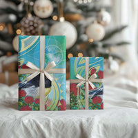 New Zealand Tomtit Wrapping Paper Maori Koru With Pohutukawa Galaxy Style LT05 - Polynesian Pride
