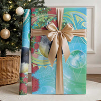 New Zealand Tomtit Wrapping Paper Maori Koru With Pohutukawa Galaxy Style LT05 - Polynesian Pride