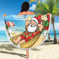 Guam Christmas Beach Blanket Felis Pasgua Chilling Santa - Polynesian Pride