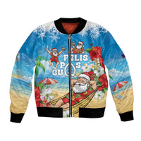 Guam Christmas Bomber Jacket Felis Pasgua Chilling Santa - Polynesian Pride