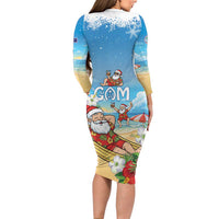 Guam Christmas Family Matching Long Sleeve Bodycon Dress and Hawaiian Shirt Felis Pasgua Chilling Santa - Polynesian Pride