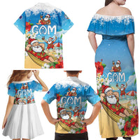 Guam Christmas Family Matching Off Shoulder Maxi Dress and Hawaiian Shirt Felis Pasgua Chilling Santa - Polynesian Pride
