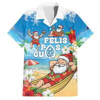 Guam Christmas Family Matching Off Shoulder Short Dress and Hawaiian Shirt Felis Pasgua Chilling Santa - Polynesian Pride