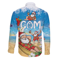 Guam Christmas Family Matching Off Shoulder Short Dress and Hawaiian Shirt Felis Pasgua Chilling Santa - Polynesian Pride